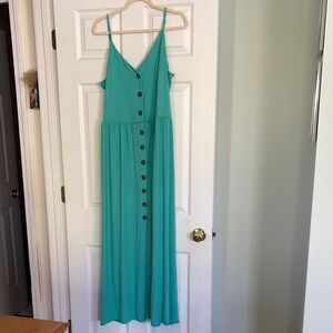 VENUS Green Maxi Sundress Sleeveless V-Neck